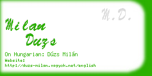 milan duzs business card